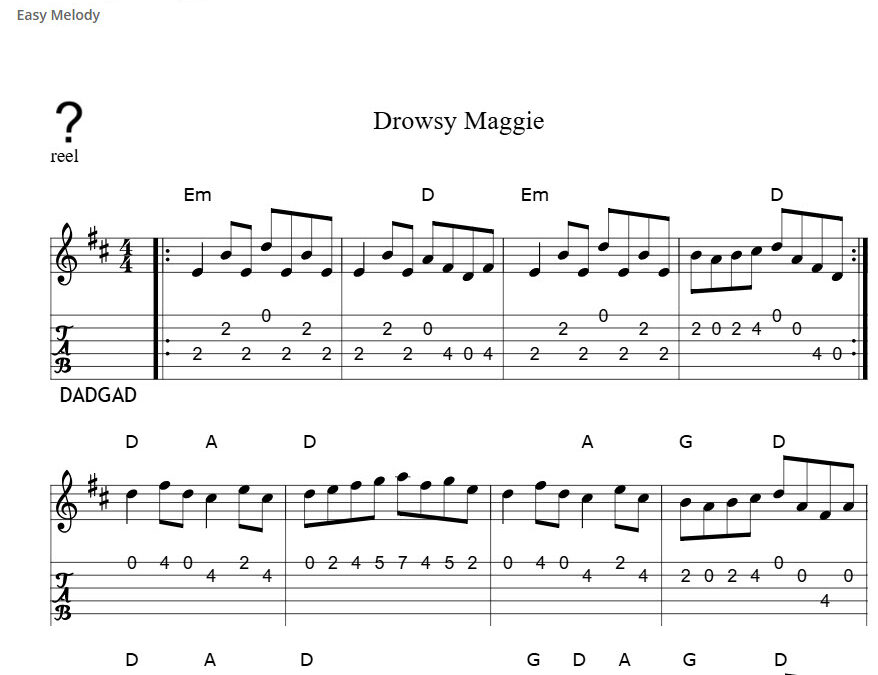 Drowsy Maggie – Easy Melody