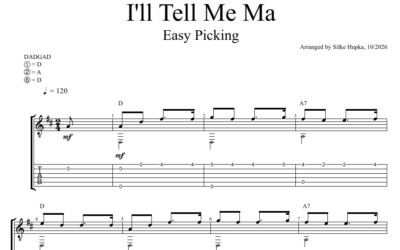 I’ll Tell Me Ma – Easy Picking for DADGAD Guitar (Free TAB)