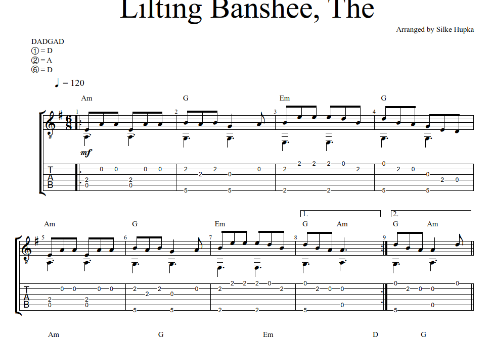 The Lilting Banshee – Easy Picking for DADGAD Guitar (Free TAB)